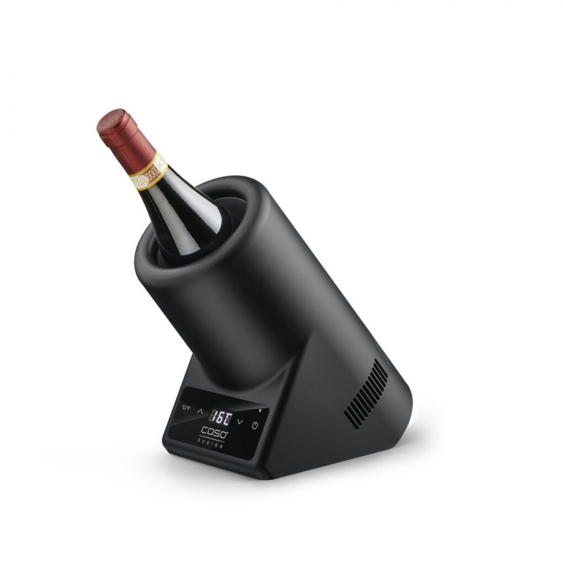 Επιτραπέζιος ψύκτης κρασιού Caso VinoCase Black, 72 W, 5-18 °C, Για φιάλες διαμέτρου 9 cm, Έλεγχος μέσω οθόνης αφής, Αθόρυβος, LED, Μαύρο ματ