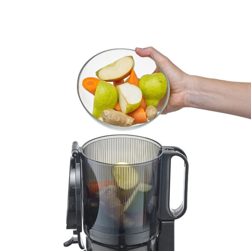 Αργή αποχυμωτική μηχανή Caso Juice Fit Pro, 250 W, 1 λίτρο, 40 στροφές/λεπτό, Safety Stop, Αθόρυβη λειτουργία, Μαύρο ματ