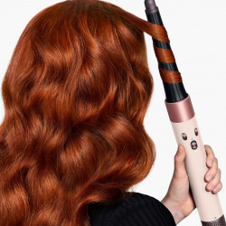 Σίδερο μαλλιών Dyson 257389-01 HS08 Airwrap i.d.™ T1/T2 CeApc/Tz Straight + Wavy, 1300 W, 13,5 l/s, Αυτόματη δημιουργία μπούκλων, Ιονισμός, 3 ταχύτητες, 3 θερμοκρασίες, Bluetooth, Κεραμική επίστρωση από κεσσί/τοπάζι
