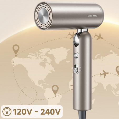 Στεγνωτήρας μαλλιών Dreame Pocket AHD51-TG Pro, 1300 W, 110.000 σ.α.λ., 70 m/s, 2 ταχύτητες, 5 θερμοκρασίες, NTC, Coanda, πτυσσόμενος, τιτανίου-χρυσού χρώματος