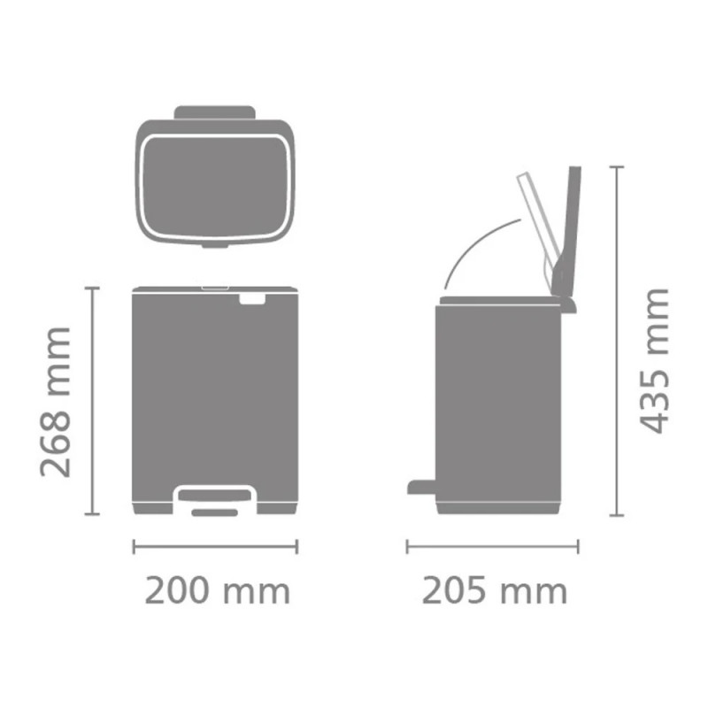 Κάδος απορριμμάτων Brabantia Bo Pedal 1010126, 4 λίτρα, Απαλό κλείσιμο, Αντιολισθητική βάση, Γκρι