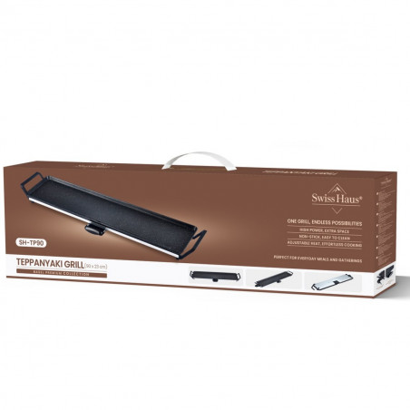 Σκάρες τεπανιάκι Swiss Haus SH-TP90, 2000 W, 90 × 23 εκ., κεραμική επίστρωση, αφαιρούμενα μέρη, ρύθμιση θερμοκρασίας, μαύρο