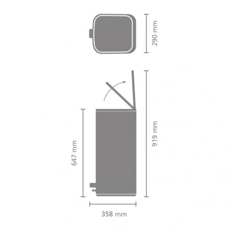 Κάδος απορριμμάτων Brabantia Bo Pedal 1010134, 30 λίτρα, Απαλό κλείσιμο, Αντιολισθητική βάση, Ορυκτή επίστρωση, Σκούρο γκρι