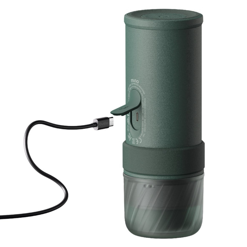 Φορητή μηχανή εσπρέσο Outin Mino CG, 22 bar, 9000 mAh, 70 ml, Εκχύλιση στους 93,3 °C, Αλεσμένος καφές + κάψουλες Nespresso, USB-C, Πράσινο