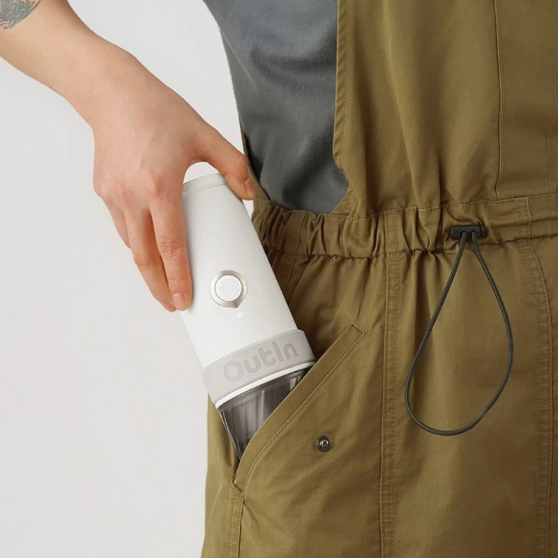 Φορητή μηχανή εσπρέσο Outin Mino SG, 22 bar, 9000 mAh, 70 ml, Εκχύλιση στους 93,3 °C, Αλεσμένος καφές + κάψουλες Nespresso, USB-C, Γκρι
