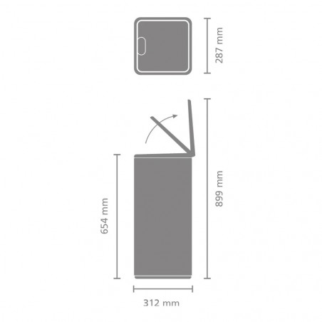 Κάδος απορριμμάτων Brabantia Bo Touch 1010121, 30 λίτρα, Ομαλό και αθόρυβο άνοιγμα, Μεγάλο άνοιγμα, Λευκό
