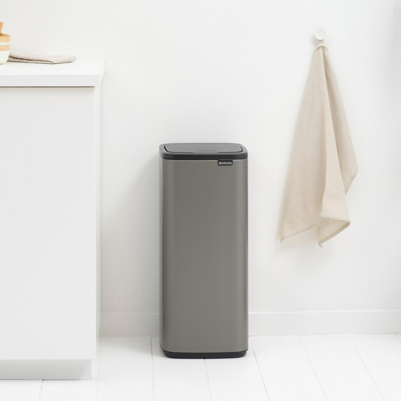 Κάδος απορριμμάτων Brabantia Bo Touch 1010130, 30 λίτρα, Ομαλό και αθόρυβο άνοιγμα, Μεγάλο άνοιγμα, Γκρι
