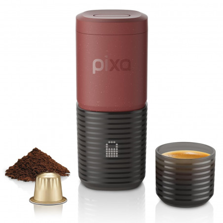 Φορητή μηχανή εσπρέσο Wacaco Pixapresso, 20 bar, 9000 mAh, 120 ml, Αλεσμένος καφές + κάψουλες, Οθόνη αφής LED, Κόκκινο