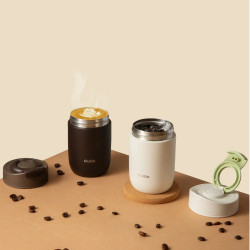 Θερμός Outin Travel Tumbler, 350 ml, Διατηρεί ζεστό για 6 ώρες, Διατηρεί κρύο για 12 ώρες, Ανοξείδωτο ατσάλι 316L, Διπλά τοιχώματα, Θερμομονωτική επένδυση, Λευκό