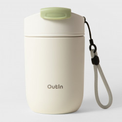 Θερμός Outin Travel Tumbler, 350 ml, Διατηρεί ζεστό για 6 ώρες, Διατηρεί κρύο για 12 ώρες, Ανοξείδωτο ατσάλι 316L, Διπλά τοιχώματα, Θερμομονωτική επένδυση, Λευκό