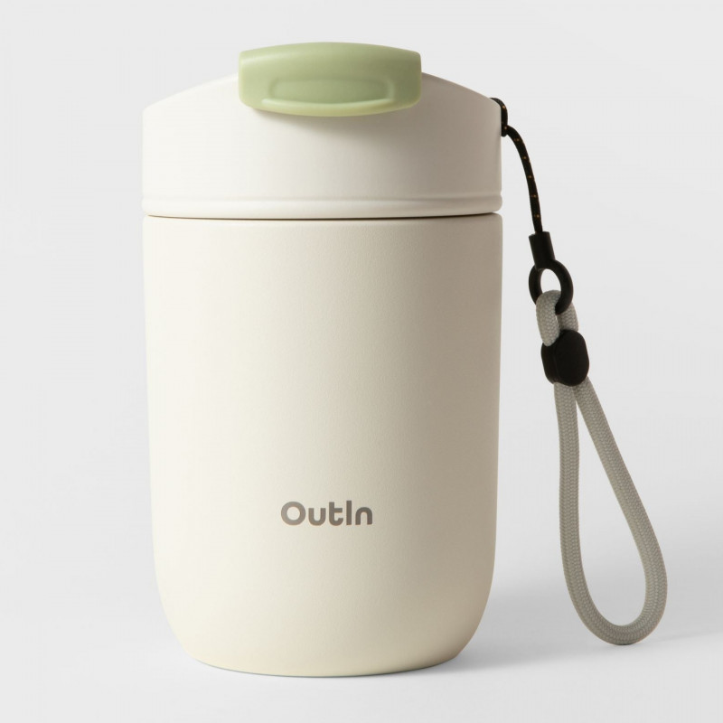 Θερμός Outin Travel Tumbler, 350 ml, Διατηρεί ζεστό για 6 ώρες, Διατηρεί κρύο για 12 ώρες, Ανοξείδωτο ατσάλι 316L, Διπλά τοιχώματα, Θερμομονωτική επένδυση, Λευκό