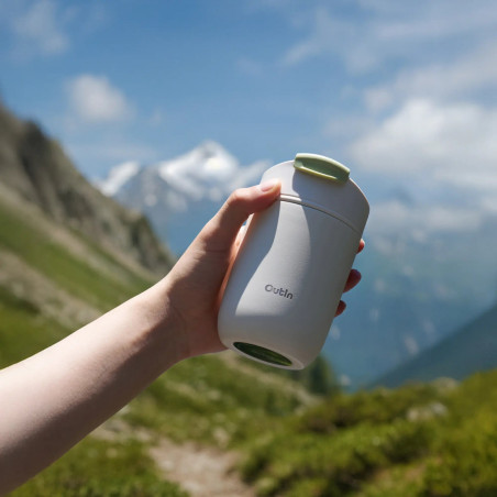 Θερμός Outin Travel Tumbler, 350 ml, Διατηρεί ζεστό για 6 ώρες, Διατηρεί κρύο για 12 ώρες, Ανοξείδωτο ατσάλι 316L, Διπλά τοιχώματα, Θερμομονωτική επένδυση, Λευκό