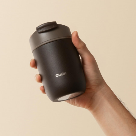 Θερμός Outin Travel Tumbler, 350 ml, Διατηρεί ζεστό για 6 ώρες, Διατηρεί κρύο για 12 ώρες, Ανοξείδωτο ατσάλι 316L, Διπλά τοιχώματα, Θερμομονωτική μόνωση, Καφέ
