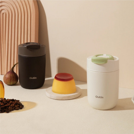 Θερμός Outin Travel Tumbler, 350 ml, Διατηρεί ζεστό για 6 ώρες, Διατηρεί κρύο για 12 ώρες, Ανοξείδωτο ατσάλι 316L, Διπλά τοιχώματα, Θερμομονωτική μόνωση, Καφέ