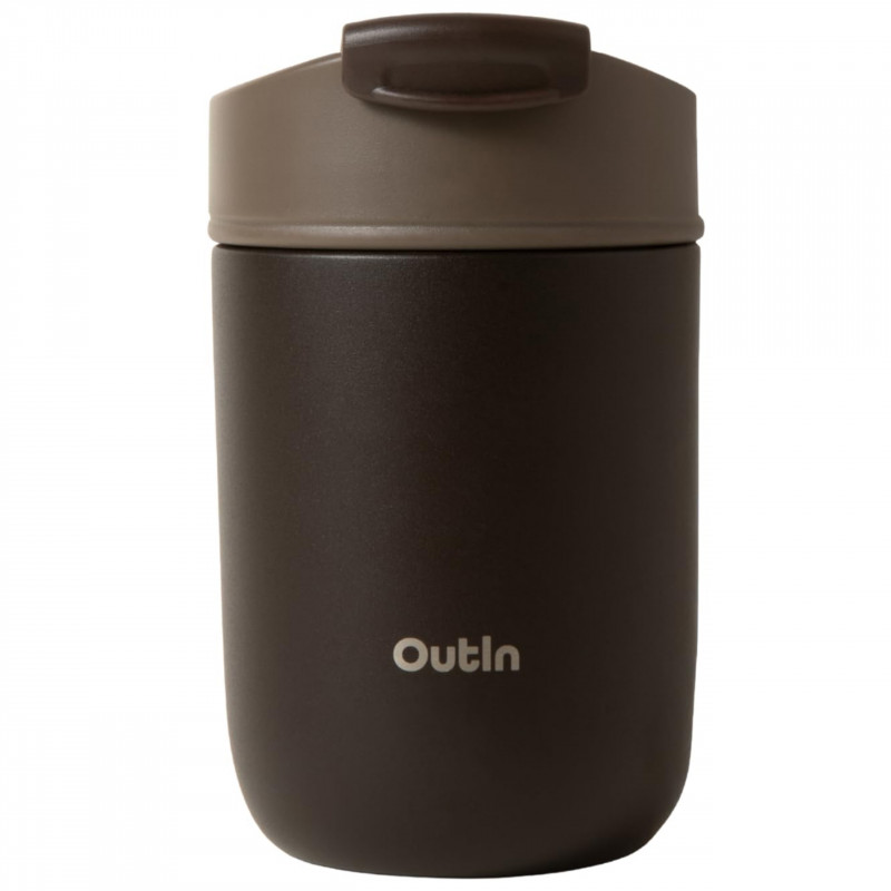Θερμός Outin Travel Tumbler, 350 ml, Διατηρεί ζεστό για 6 ώρες, Διατηρεί κρύο για 12 ώρες, Ανοξείδωτο ατσάλι 316L, Διπλά τοιχώματα, Θερμομονωτική μόνωση, Καφέ