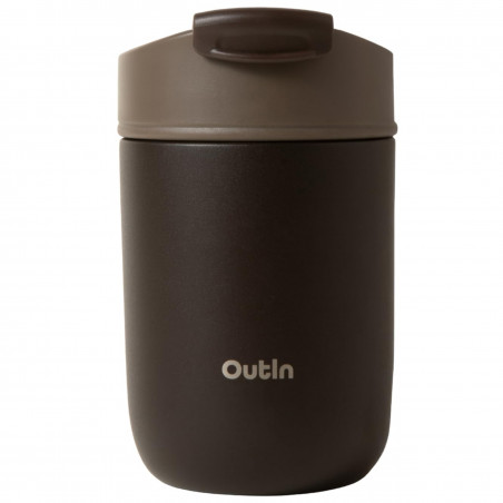 Θερμός Outin Travel Tumbler, 350 ml, Διατηρεί ζεστό για 6 ώρες, Διατηρεί κρύο για 12 ώρες, Ανοξείδωτο ατσάλι 316L, Διπλά τοιχώματα, Θερμομονωτική μόνωση, Καφέ