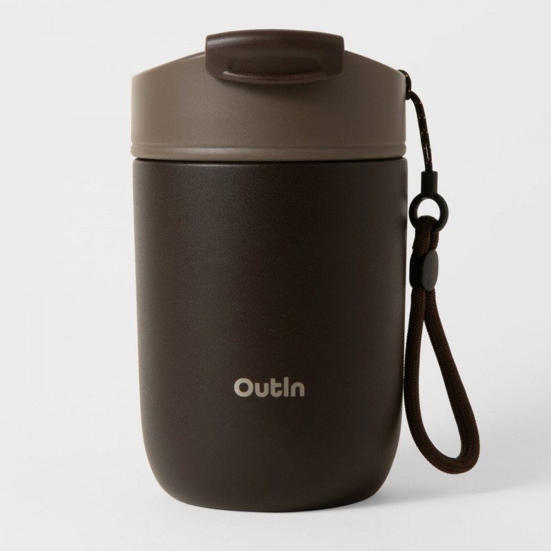 Θερμός Outin Travel Tumbler, 350 ml, Διατηρεί ζεστό για 6 ώρες, Διατηρεί κρύο για 12 ώρες, Ανοξείδωτο ατσάλι 316L, Διπλά τοιχώματα, Θερμομονωτική μόνωση, Καφέ