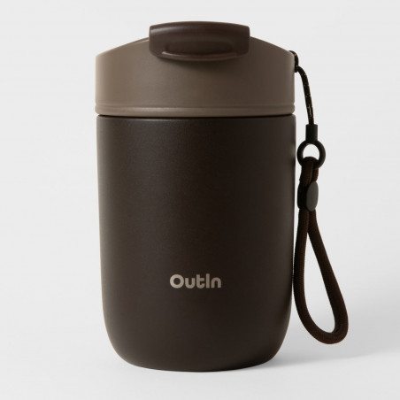 Θερμός Outin Travel Tumbler, 350 ml, Διατηρεί ζεστό για 6 ώρες, Διατηρεί κρύο για 12 ώρες, Ανοξείδωτο ατσάλι 316L, Διπλά τοιχώματα, Θερμομονωτική μόνωση, Καφέ