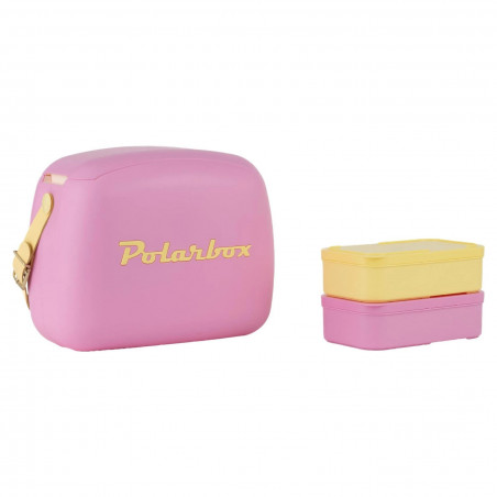 Ψυκτική τσάντα Polarbox Pop, 6 λίτρα, Περιλαμβάνονται 2 θερμοδοχεία, Διατηρεί το περιεχόμενο κρύο έως και 24 ώρες, Ροζ/Κίτρινο