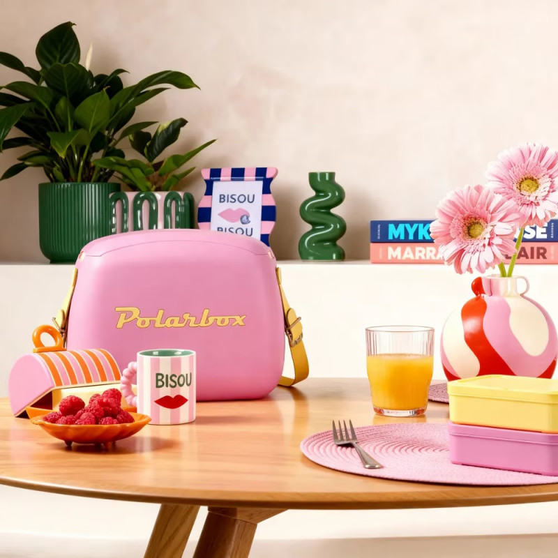 Ψυκτική τσάντα Polarbox Pop, 6 λίτρα, Περιλαμβάνονται 2 θερμοδοχεία, Διατηρεί το περιεχόμενο κρύο έως και 24 ώρες, Ροζ/Κίτρινο