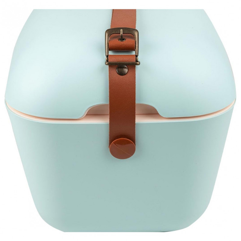 Ψυκτική τσάντα Polarbox Classic, 20 λίτρα, πολυστυρόλιο AIRPOP, 5-15 °C έως 24 ώρες, Κλασικό δερμάτινο λουράκι, Μπλε/Ροζ