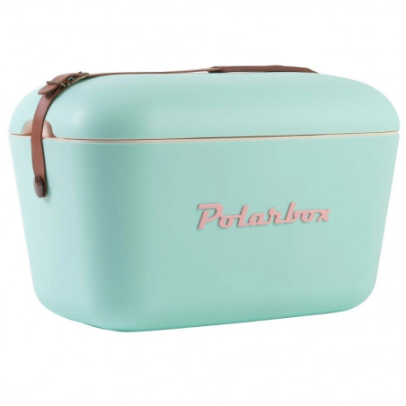 Ψυκτική τσάντα Polarbox Classic, 12 λίτρα, πολυστυρόλιο AIRPOP, 5-15 °C έως 24 ώρες, Κλασικό δερμάτινο λουράκι, Μπλε/Ροζ