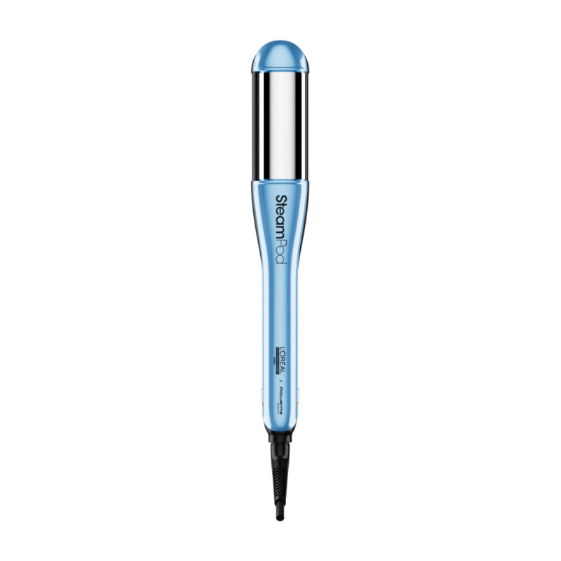 Σίδερο μαλλιών LOreal Professionnel SteamPod 4.0 Glacial Utopia, 165 W, 0,8 g/min, Ενσωματωμένο δοχείο νερού, Περιστρεφόμενο καλώδιο, Έως 210 °C, Μπλε/Λευκό