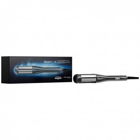 Σίδερο μαλλιών LOreal Professionnel SteamPod 4.0 Meteora, 165 W, 0,8 g/min, Ενσωματωμένο δοχείο νερού, Περιστρεφόμενο καλώδιο, Έως 210 °C, Μαύρο