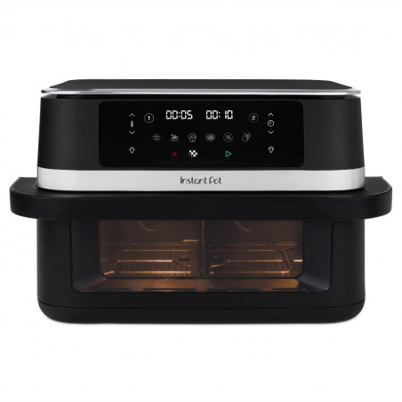 Διπλή φριτέζα θερμού αέρα 8 σε 1 Instant Pot Vortex VersaZone XL ClearCook 140-3025-01-EU, 2800 W, 12 λίτρα, 205 °C, EvenCrisp, Συγχρονισμένη ολοκλήρωση προγραμμάτων, Έλεγχος μέσω οθόνης αφής, Μαύρο/Ανοξείδωτο