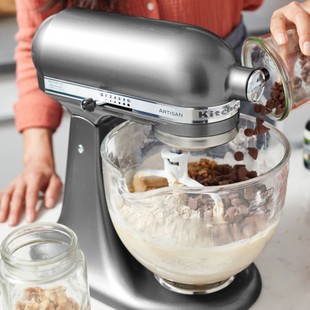 Μίξερ KitchenAid Artisan Elegance 5KSM125ECU Contour silver, 300 W, 4,8 λίτρα, άμεση μετάδοση κίνησης, 10 ταχύτητες, Μεταλλικό γκρι