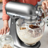 Μίξερ KitchenAid Artisan Elegance 5KSM125ECU Contour silver, 300 W, 4,8 λίτρα, άμεση μετάδοση κίνησης, 10 ταχύτητες, Μεταλλικό γκρι