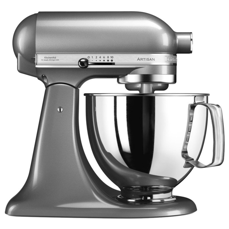 Μίξερ KitchenAid Artisan Elegance 5KSM125ECU Contour silver, 300 W, 4,8 λίτρα, άμεση μετάδοση κίνησης, 10 ταχύτητες, Μεταλλικό γκρι
