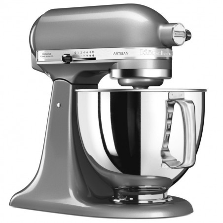 Μίξερ KitchenAid Artisan Elegance 5KSM125ECU Contour silver, 300 W, 4,8 λίτρα, άμεση μετάδοση κίνησης, 10 ταχύτητες, Μεταλλικό γκρι