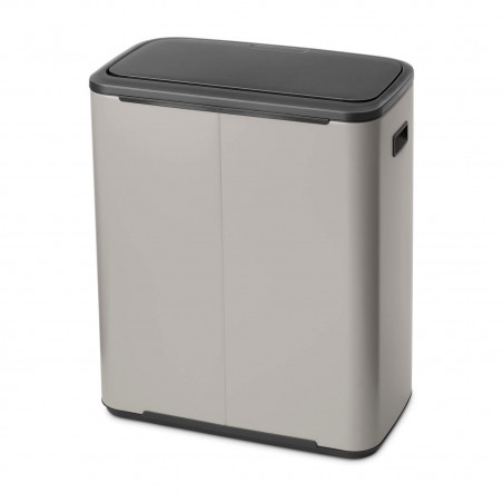 Κάδος απορριμμάτων Brabantia Bo Touch 1010456, 2x30 λίτρα, Ομαλό και αθόρυβο άνοιγμα, Μεγάλο άνοιγμα, Γκρι