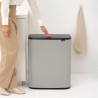 Κάδος απορριμμάτων Brabantia Bo Touch 1010456, 2x30 λίτρα, Ομαλό και αθόρυβο άνοιγμα, Μεγάλο άνοιγμα, Γκρι