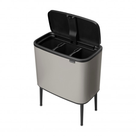 Κάδος απορριμμάτων Brabantia Bo Touch 1010454, 3x11 λίτρα, Ομαλό και αθόρυβο άνοιγμα, Μεγάλο άνοιγμα, Γκρι