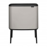 Κάδος απορριμμάτων Brabantia Bo Touch 1010454, 3x11 λίτρα, Ομαλό και αθόρυβο άνοιγμα, Μεγάλο άνοιγμα, Γκρι