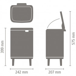 Κάδος απορριμμάτων Brabantia Bo Small Hi 1010461, 7 λίτρα, Υπερυψωμένος, Ομαλό και αθόρυβο άνοιγμα, Αντιολισθητική βάση, Μπεζ