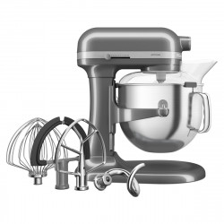 Μίξερ KitchenAid Artisan 5KSM70SHXEMS Medallion silver, 375 W, 6,6 λίτρα, 11 ταχύτητες, 67 σημεία επαφής, Ανύψωση του κάδου, Ειδική ταχύτητα «Fold», Flex Edge, Γκρι μεταλλικό