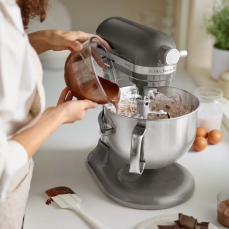Μίξερ KitchenAid Artisan 5KSM70SHXEMS Medallion silver, 375 W, 6,6 λίτρα, 11 ταχύτητες, 67 σημεία επαφής, Ανύψωση του κάδου, Ειδική ταχύτητα «Fold», Flex Edge, Γκρι μεταλλικό