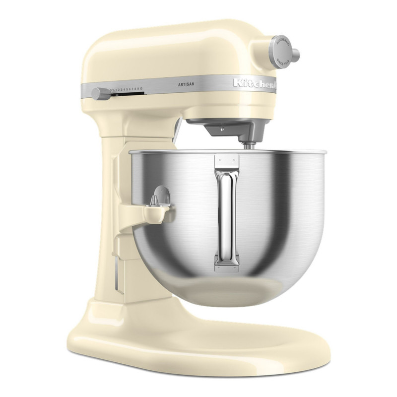 Μίξερ KitchenAid Artisan 5KSM70SHXEAC σε χρώμα Almond cream, 375 W, 6,6 λίτρα, 11 ταχύτητες, 67 σημεία επαφής, Ανύψωση του κάδου, Ειδική ταχύτητα «Fold», Flex Edge, Κρέμα