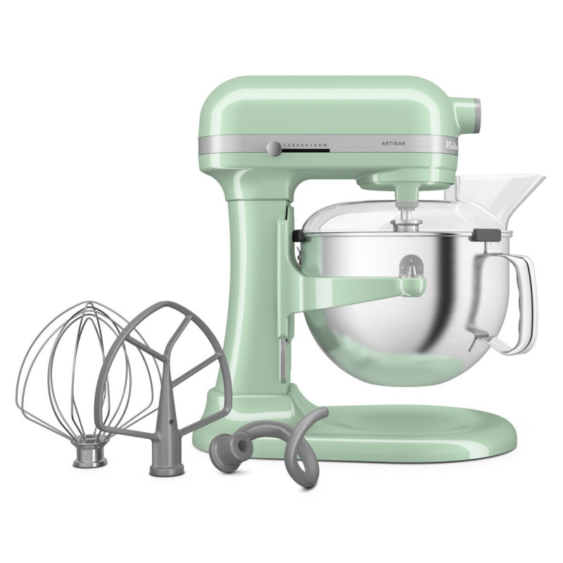 Μίξερ KitchenAid Artisan 5KSM60SPXEPT Pistachio, 375 W, 5,6 λίτρα, 11 ταχύτητες, 67 σημεία επαφής, Ανύψωση του κάδου, Ειδική ταχύτητα «Fold», Ανοιχτό πράσινο