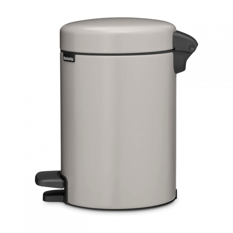 Κάδος απορριμμάτων με πεντάλ Brabantia NewIcon 1010433, 3 λίτρα, Απαλό κλείσιμο, Αντιολισθητική βάση, Ανοιχτό γκρι