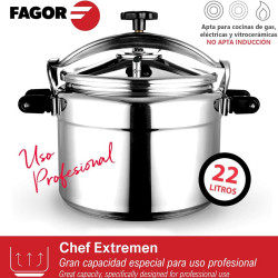 Μεταχειρισμένος: Χύτρα ταχύτητας Fagor Chef Extremen 100602653, 15 L, 30 cm, 50 kPa, 3 συστήματα ασφαλείας, Αλουμίνιο, Ασημί