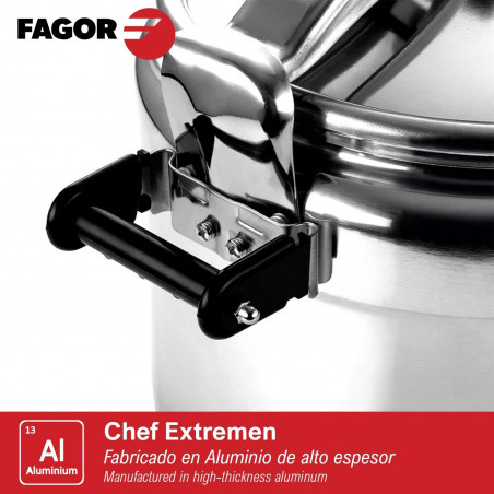 Μεταχειρισμένος: Χύτρα ταχύτητας Fagor Chef Extremen 100602653, 15 L, 30 cm, 50 kPa, 3 συστήματα ασφαλείας, Αλουμίνιο, Ασημί