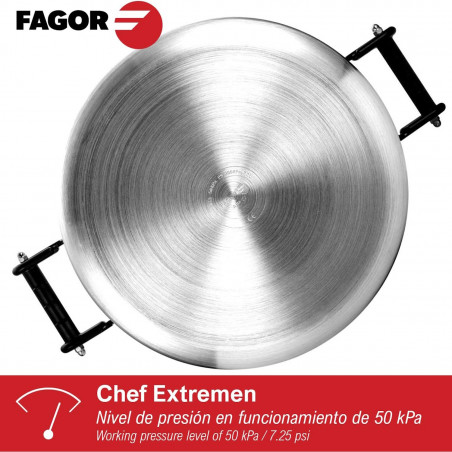 Μεταχειρισμένος: Χύτρα ταχύτητας Fagor Chef Extremen 100602653, 15 L, 30 cm, 50 kPa, 3 συστήματα ασφαλείας, Αλουμίνιο, Ασημί