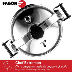 Μεταχειρισμένος: Χύτρα ταχύτητας Fagor Chef Extremen 100602653, 15 L, 30 cm, 50 kPa, 3 συστήματα ασφαλείας, Αλουμίνιο, Ασημί