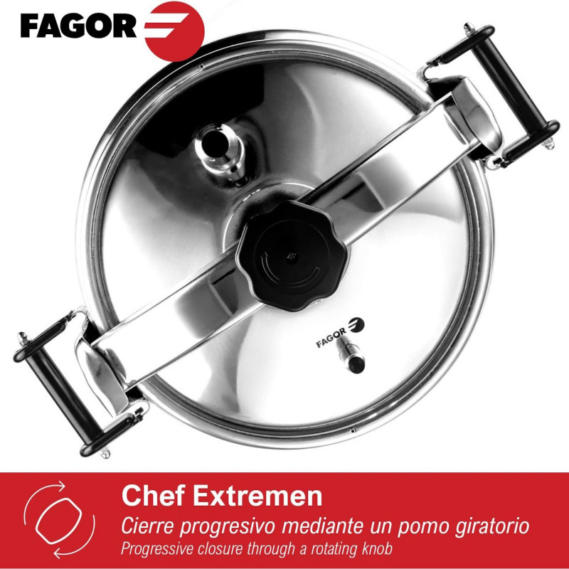 Μεταχειρισμένος: Χύτρα ταχύτητας Fagor Chef Extremen 100602653, 15 L, 30 cm, 50 kPa, 3 συστήματα ασφαλείας, Αλουμίνιο, Ασημί