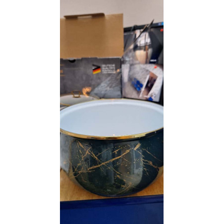 Μεταχειρισμένος: Κουζίνα Goldmann GM 8017-22G, 5l, 22x14 cm, Εμαγιέ, Επαγωγή, Γυάλινο καπάκι, Σμαραγδένιο πράσινο