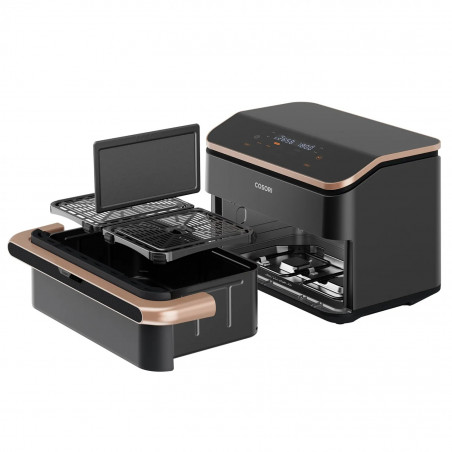 Μεταχειρισμένος: Διπλή φριτέζα ζεστού αέρα Cosori Dual Blaze TwinFry CAF-TF101S, 10 λίτρα, 6 προγράμματα, 240 C, χρονοδιακόπτης, ThermoIQ, Μαύρο